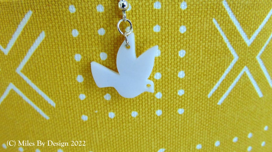 White Doves Of Peace on Sterling Silver Ear Hooks