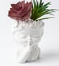 White Flower Crown Girl Succulent Planter - Eco-Friendly Resin Head Pot