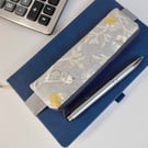 Elasticated pencil case grey for cover of notebook or diary