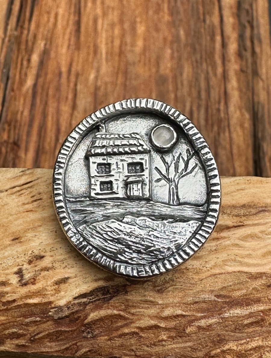 Moonstone Cottage Sterling Silver Tack Pin Brooch