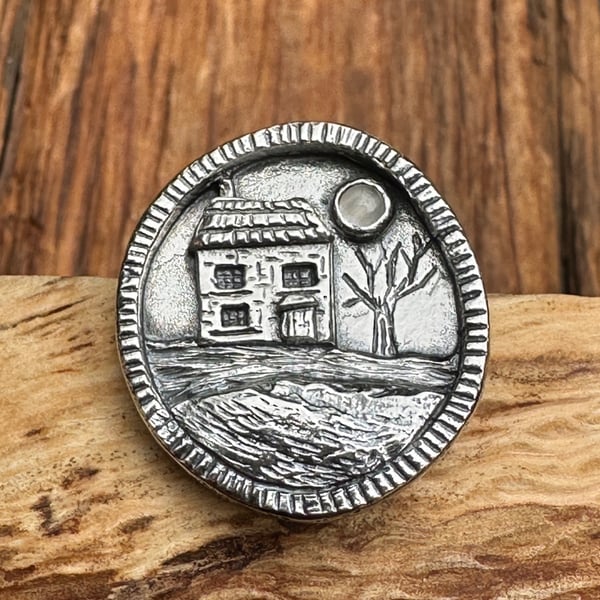 Moonstone Cottage Sterling Silver Tack Pin Brooch