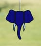 Stained Glass Blue & White Elephant Head Suncatcher