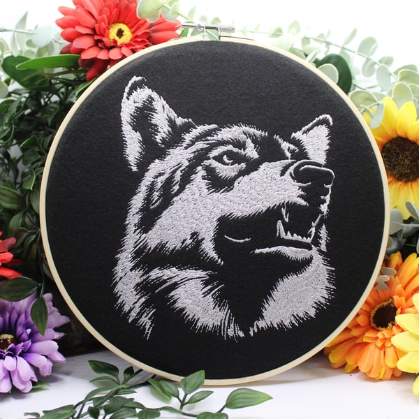 Wolf Art Embroidery, Anniversary Gift. Birthday Gift, Christmas Gift