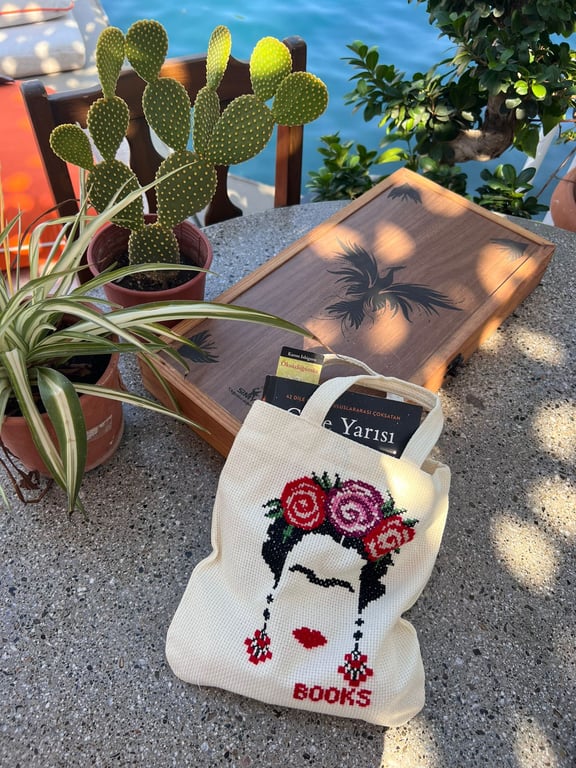 Beautiful Hand-made Book Bag (Frida)