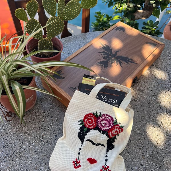Beautiful Hand-made Book Bag (Frida)