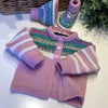 Baby Girl's Hand Knitted Cardigan & Matching Booties Set Size 0-6 months 