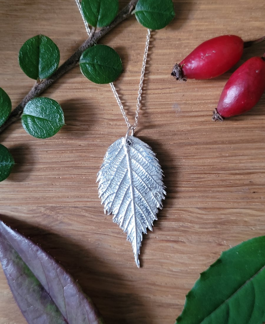 Silver Bramble Leaf Necklace