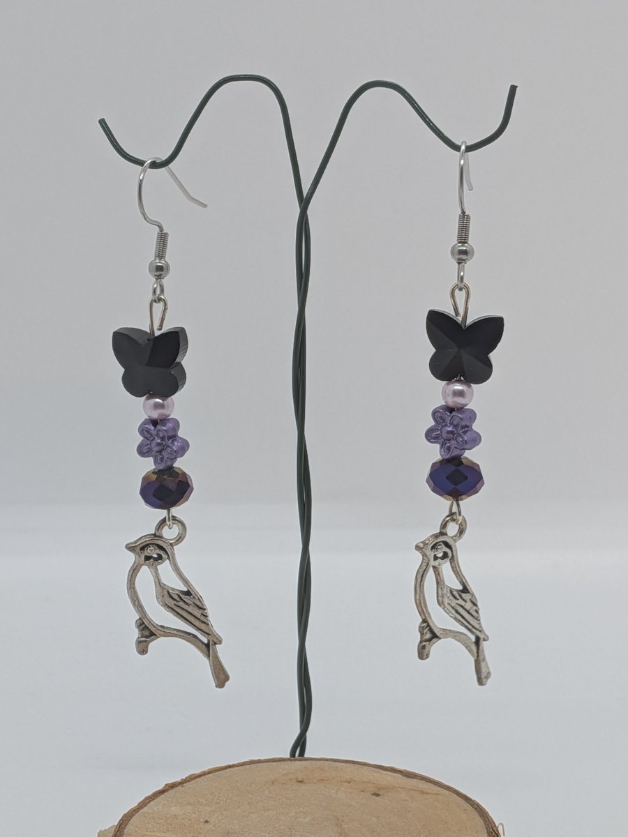 Bird and butterfly earrings 