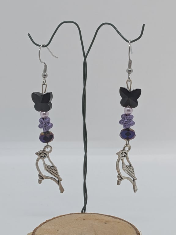 Bird and butterfly earrings 