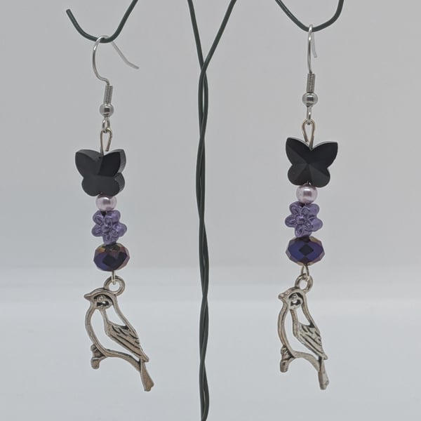 Bird and butterfly earrings 