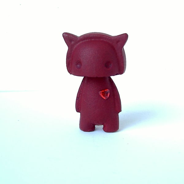 Deep Red Valentines Devil with added hearts. Art Toy, statue Gift