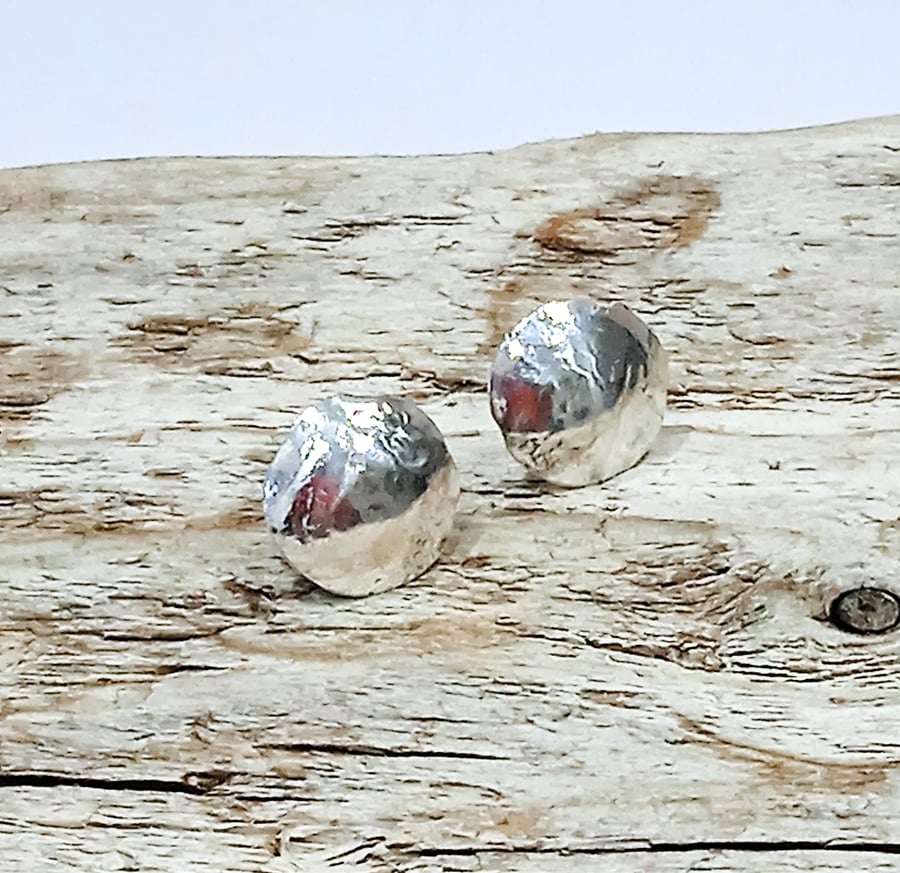 Handmade Reticulated Sterling Silver Stud Earrings (ERSSSTRT2) - UK Free Post