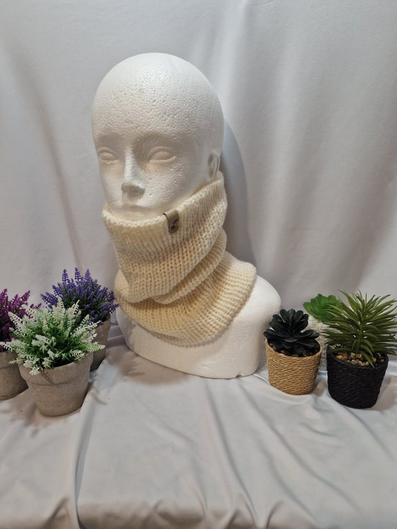 Knitted Cowell  handmade in cream to keep you warm