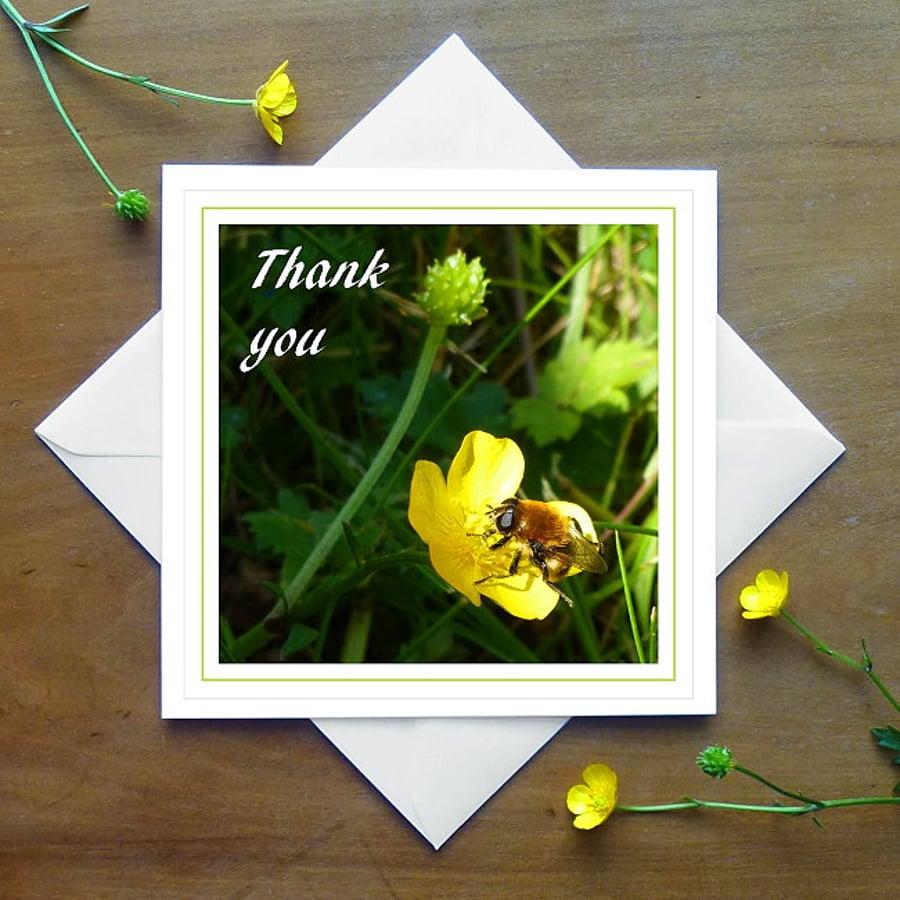 ‘Bee on a buttercup’ thankyou card (NHS, Social Care & Frontline Workers’ Day)