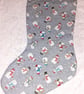 Colourful snowmen on silver grey Christmas stocking - Image 2