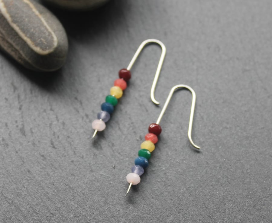 Rainbow Onyx and Sterling Silver Earrings