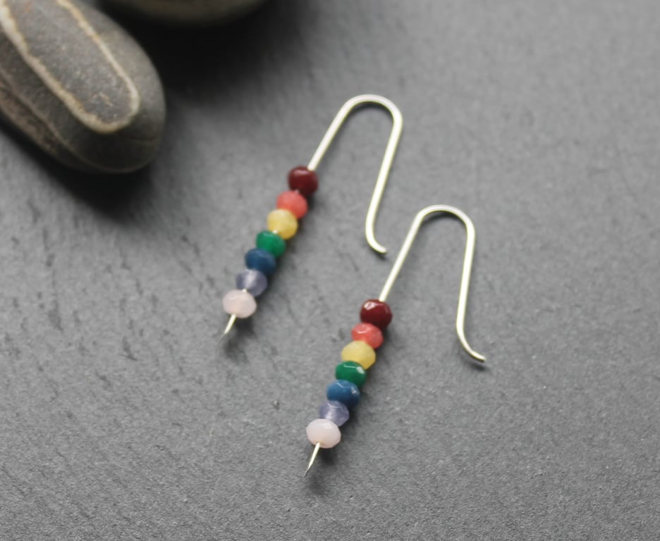 Rainbow Onyx and Sterling Silver Earrings