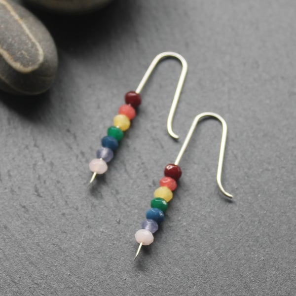 Rainbow Onyx and Sterling Silver Earrings