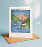 Lake Cabin, A6 giclée greetings card with recycled brown envelope - Image 2