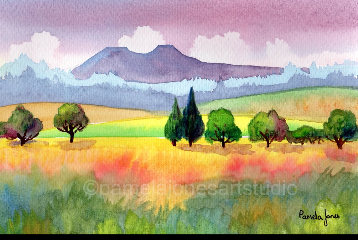 Original Watercolour, The Brecon Beacons, South Wales, in 14 x 11 '' Mount