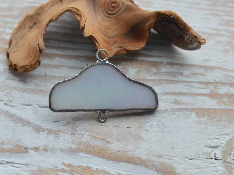 Handmade White Pearl Stained Glass Cloud Pendant
