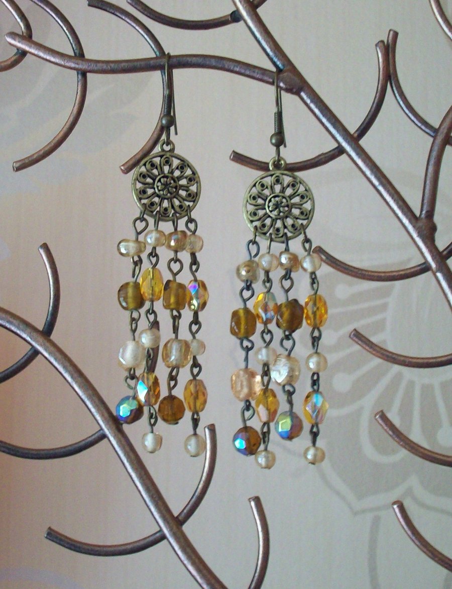 antique gold beaded earrings