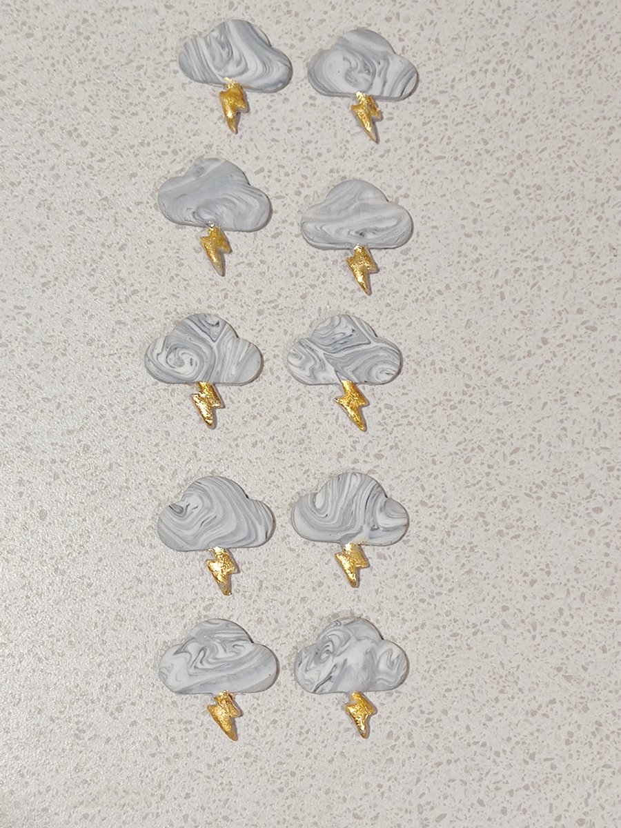 Thunder and gold  lightening stud