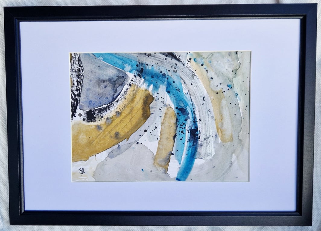 Daymer Bay Wave - small framed watercolour