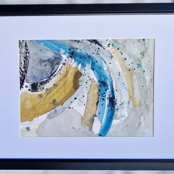 Daymer Bay Wave - small framed watercolour