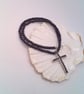 Black Crystal Cross Pendant on a Black Beaded Necklace, Black Necklace - Image 9