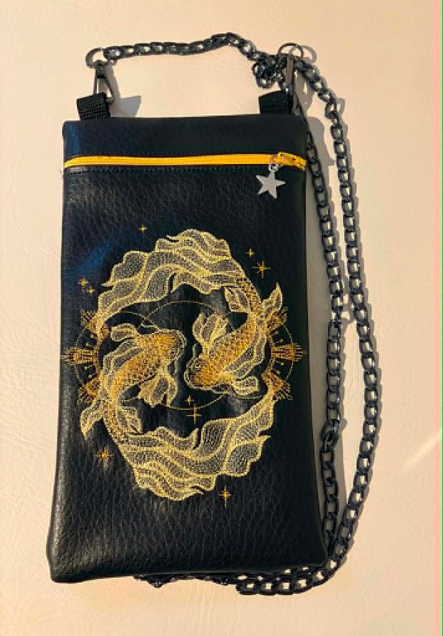 Gold Koi Embroidered Crossbody Bag