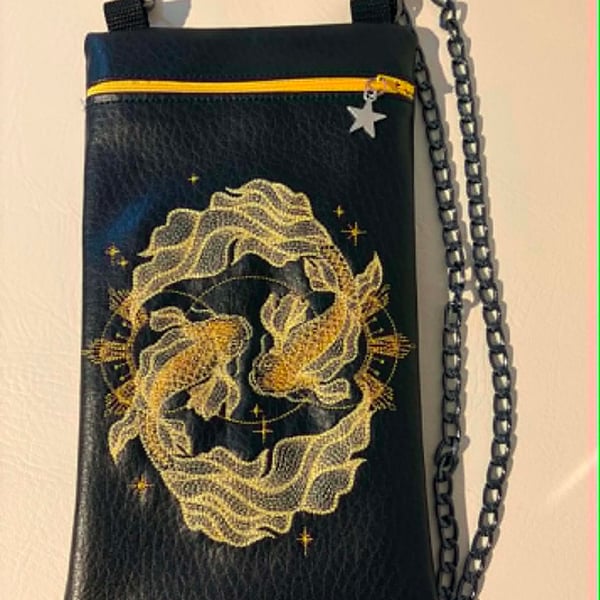 Gold Koi Embroidered Crossbody Bag