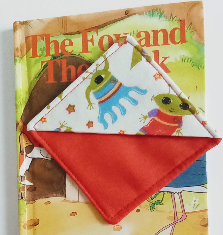 Corner bookmark, children's bookmark, Aliens, book lover, stocking filler