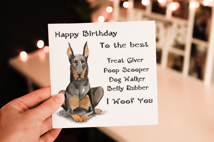 Doberman Dog Birthday Card, Dog Birthday Card, Personalized