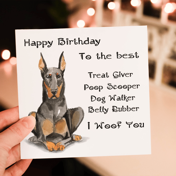 Doberman Dog Birthday Card, Dog Birthday Card, Personalized