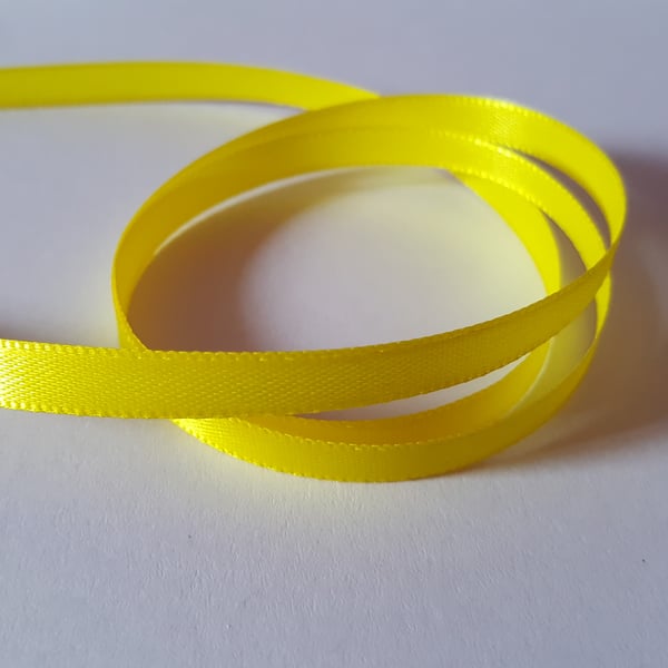 5m Single-Sided Satin Ribbon - 6mm - Yellow - Folksy