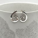 Sterling Silver ‘Unfurling Fern’ Collection Swirl Stud Earrings