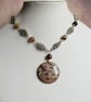 Jasper and Chainmaille Necklace with Brown Agate Beads