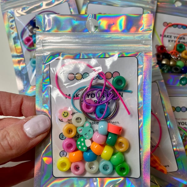 10 x Make Your Own Keyring Kit - Kid's Craft Activity & Party Bag Filler