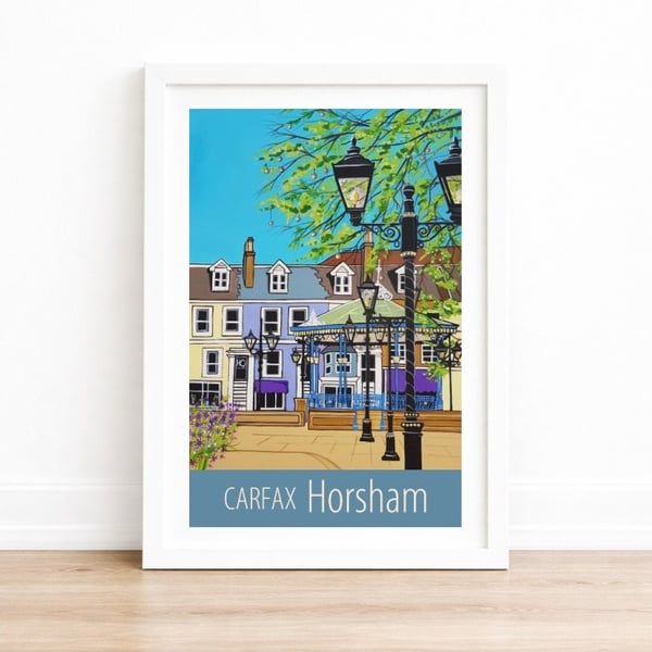 Horsham Carfax travel poster print by Susie West