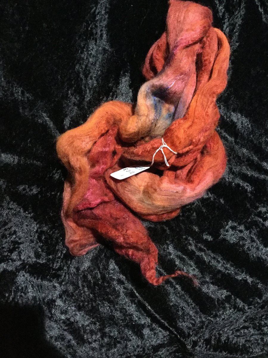 Mobair Hand Dyed Random Merino Wool & Silk Tops Auburn Chestnut Blue