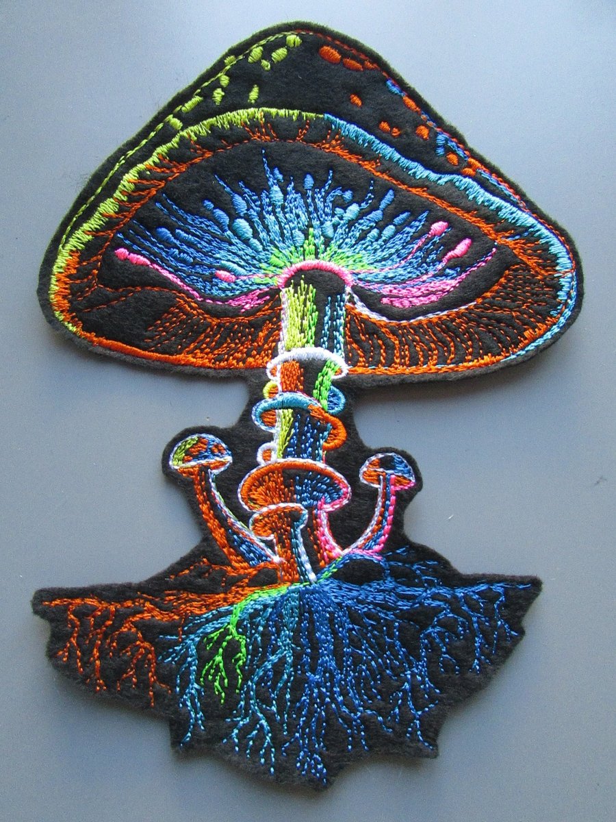Toadstool Fungi Mushroom Embroidered Sew on Applique Patch