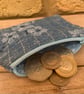 Blue Chambray Floral Fabric Quilted Mini Purse - Image 4