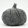 Hand knitted pumpkin pin cushion Charcoal grey