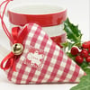 GINGERBREAD MAN CHRISTMAS HEART - red gingham