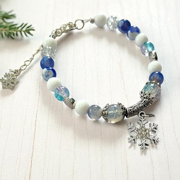 Blue And white Sparkly Christmas Bracelet,Christmas, Gifts, Accessories.