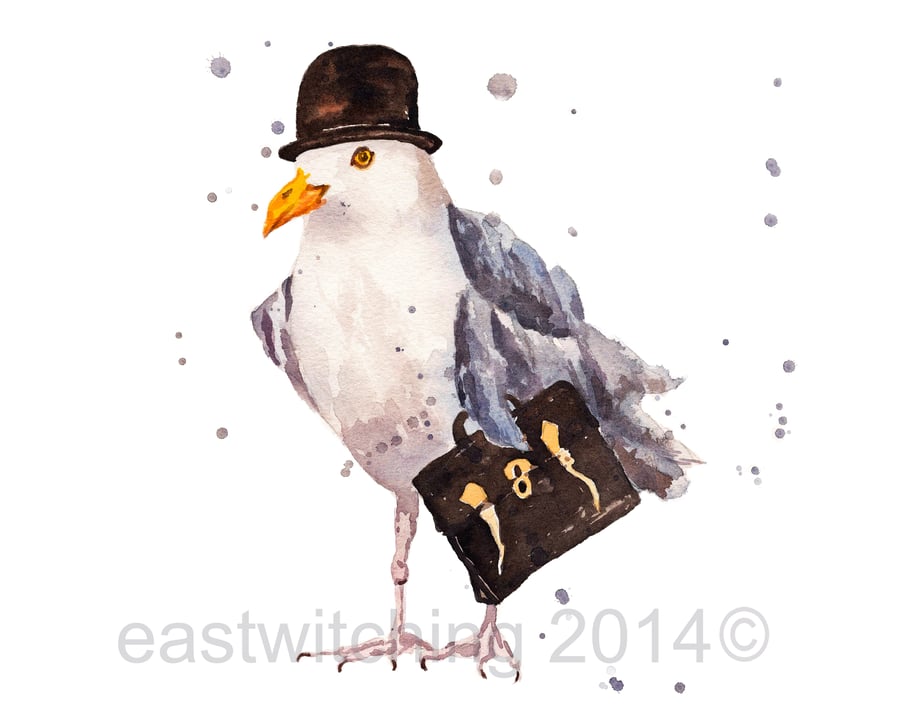 Watercolour SEAGULL Art Print 
