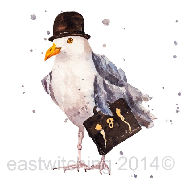 Watercolour SEAGULL Art Print 