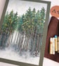 Winter Forest original oil pastel painting, A4 size artwork, landscape art - Image 3
