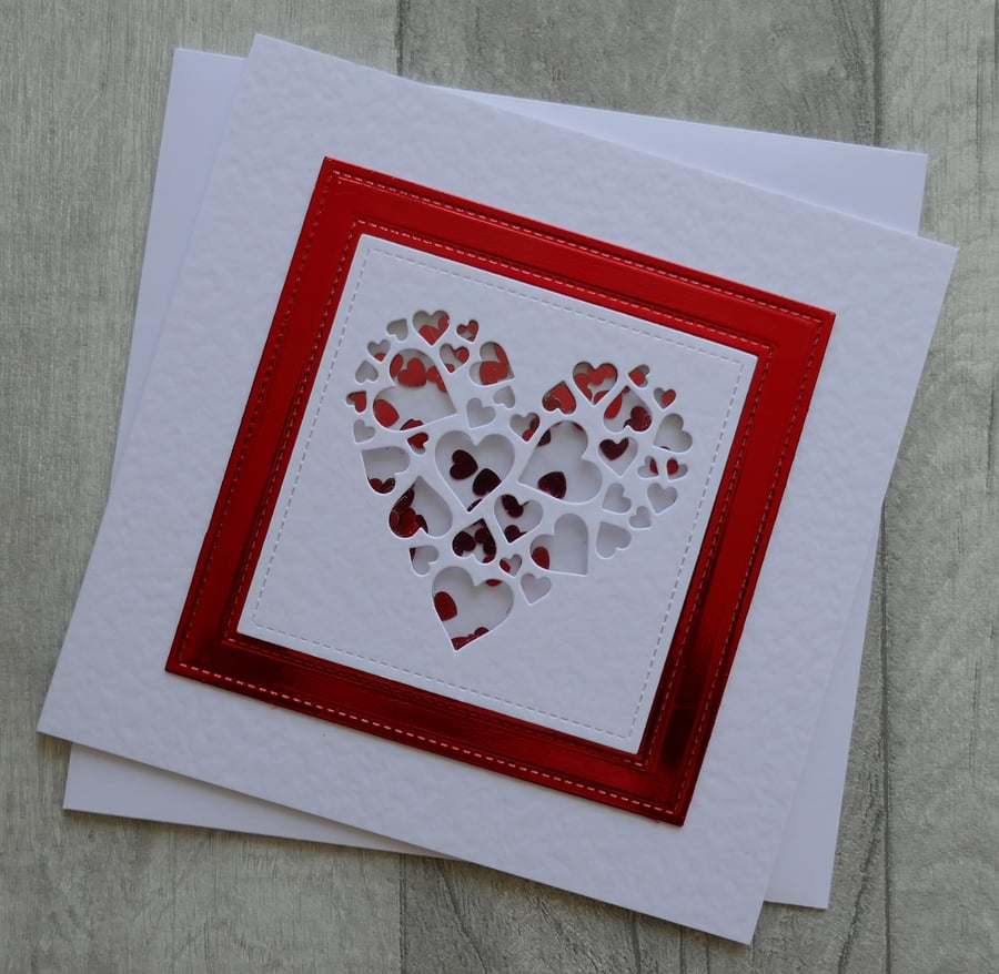 Ruby Heart of Hearts Shaker Card - Anniversary or Love Card